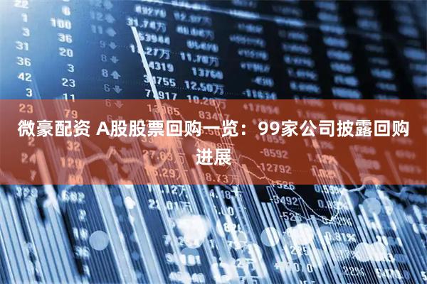 微豪配资 A股股票回购一览：99家公司披露回购进展